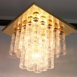 Crystal glass and brass chandeliers by Limburg, Germany, 1960s