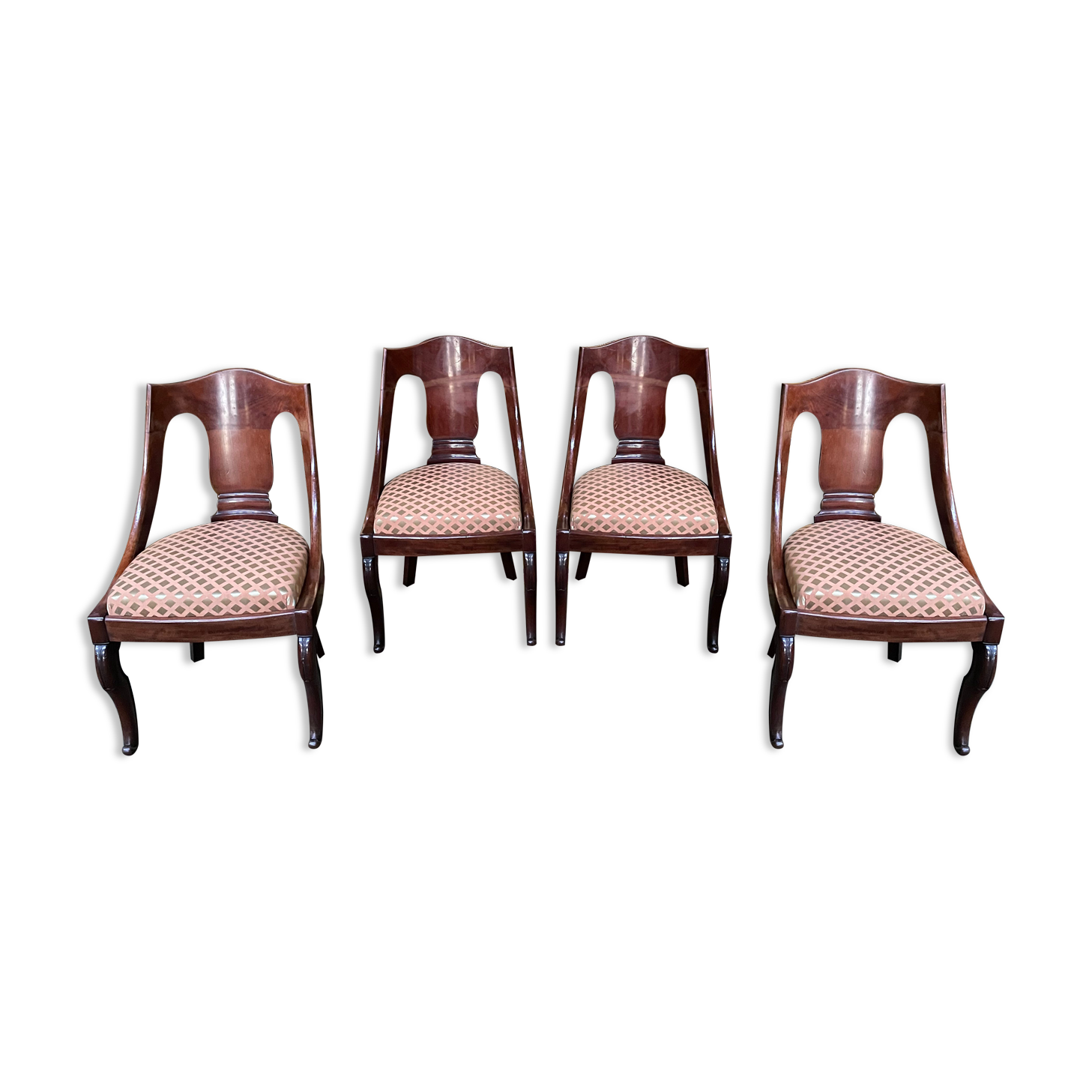 Suite of 4 Gondola Chairs in Mahogany Empire
