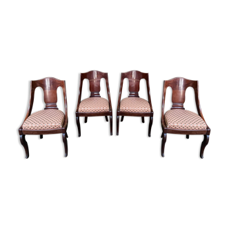 Suite of 4 Gondola Chairs in Mahogany Empire
