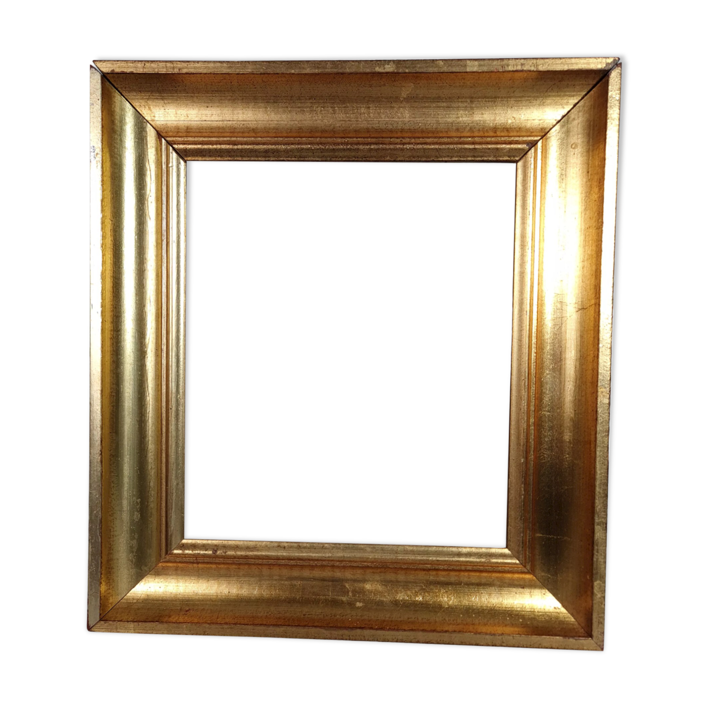 Cadre bois profil creux doré feuille d'or 35,5x32 feuillure  25x22 cm