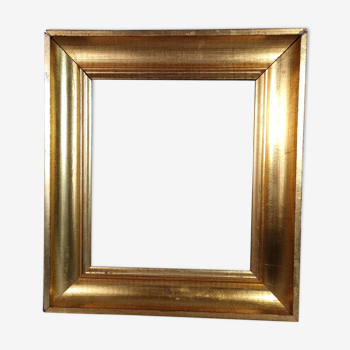 Cadre bois profil creux doré feuille d'or 35,5x32 feuillure  25x22 cm