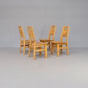 Ensemble de chaises de salle à manger en bois de pin des années 70 / 4