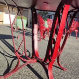 Table de jardin en fer riveté 111 cm de diamètre