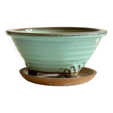 Vintage ceramic tripod pot and saucer