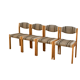 Suite of 4 chairs self beech brass and wool 1960