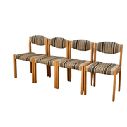 Suite de 4 chaises self hêtre laiton et laine 1960