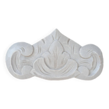Linen patinated carved pediment woodwork