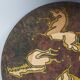 Biot: large ceramic dish painted with horses vintage 50s-60s 39.5 cm C036
