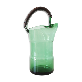 Empoli 1950 Italian green glass pitcher