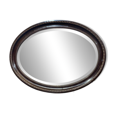 Miroir Napoléon III ovale en palissandre fin XIXème - 87x62cm