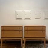2 60's oak bedside tables