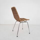 Chaise en rotin et métal, Pays-Bas, années 1960