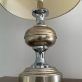 Large Space Age lamp in chrome and gold metal
