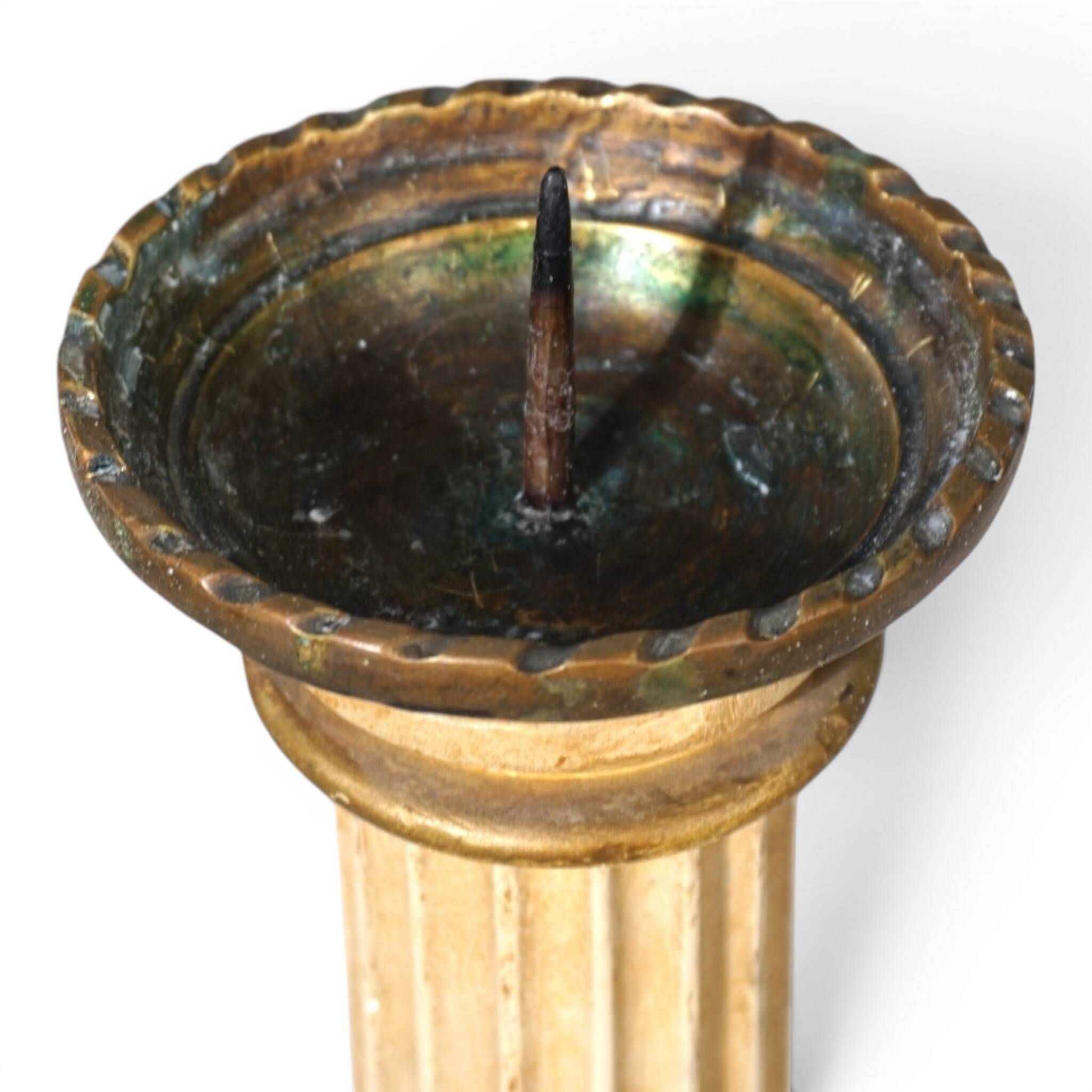 Antique Sculptural Wooden Church Candlestick, 1860