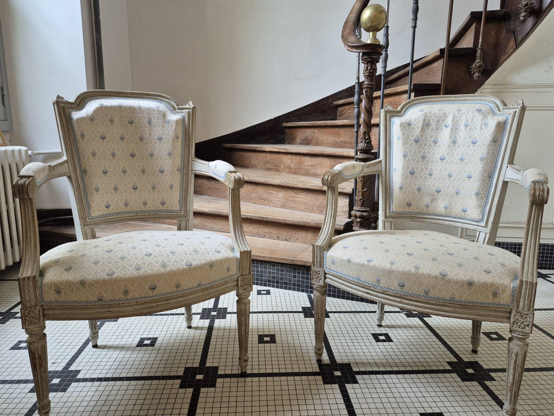 Pair of Louis XVI style armchairs
