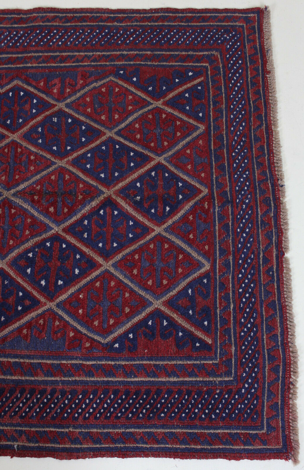 Afghan gazak geometric pattern rug 116x113cm
