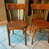 Pair of curved wooden bistro chairs