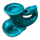 Antique vintage green ceramic candle holder