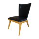 Chair 50 years in wood and faux black leather cocktail