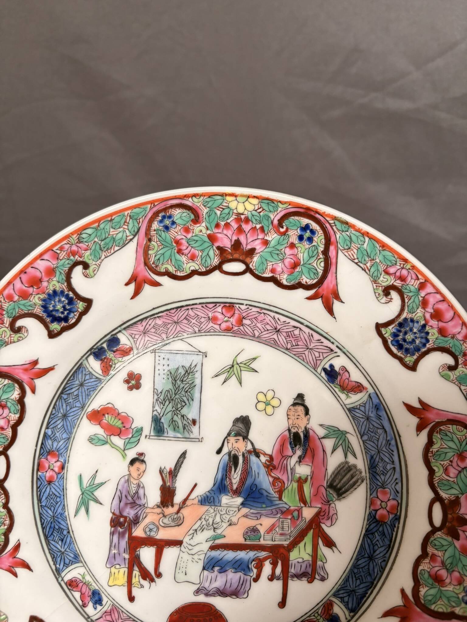 Vintage Decorative Plate MACAU 1950 Pink Japanese Porcelain 19cm