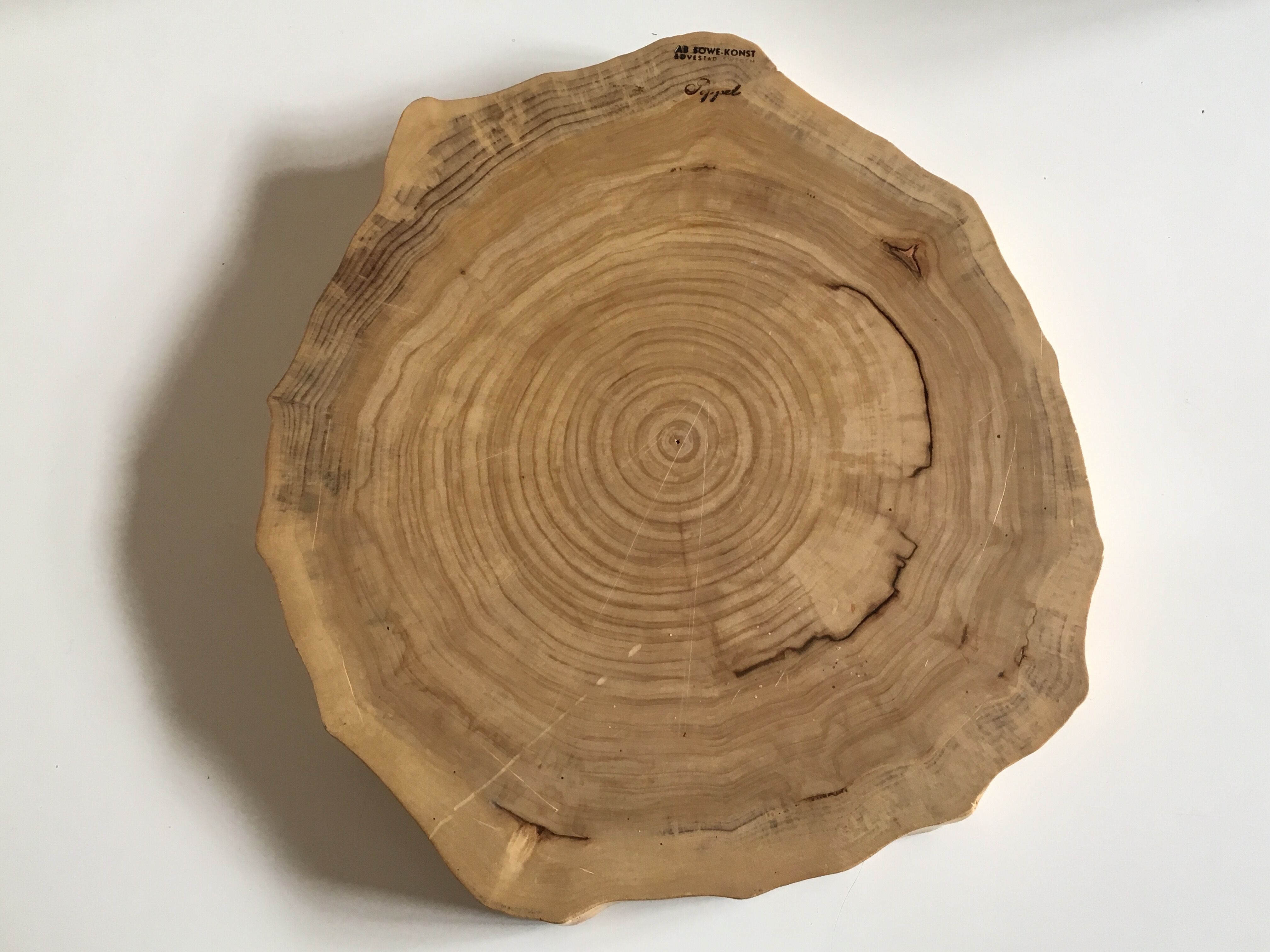 Free-form end wooden tray of Sweden