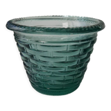 Pot de fleur en verre facon rotin