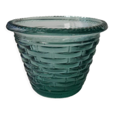 Pot de fleur en verre facon rotin