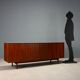 Vintage low sideboard in walnut veneer, Italian design, 1960s original