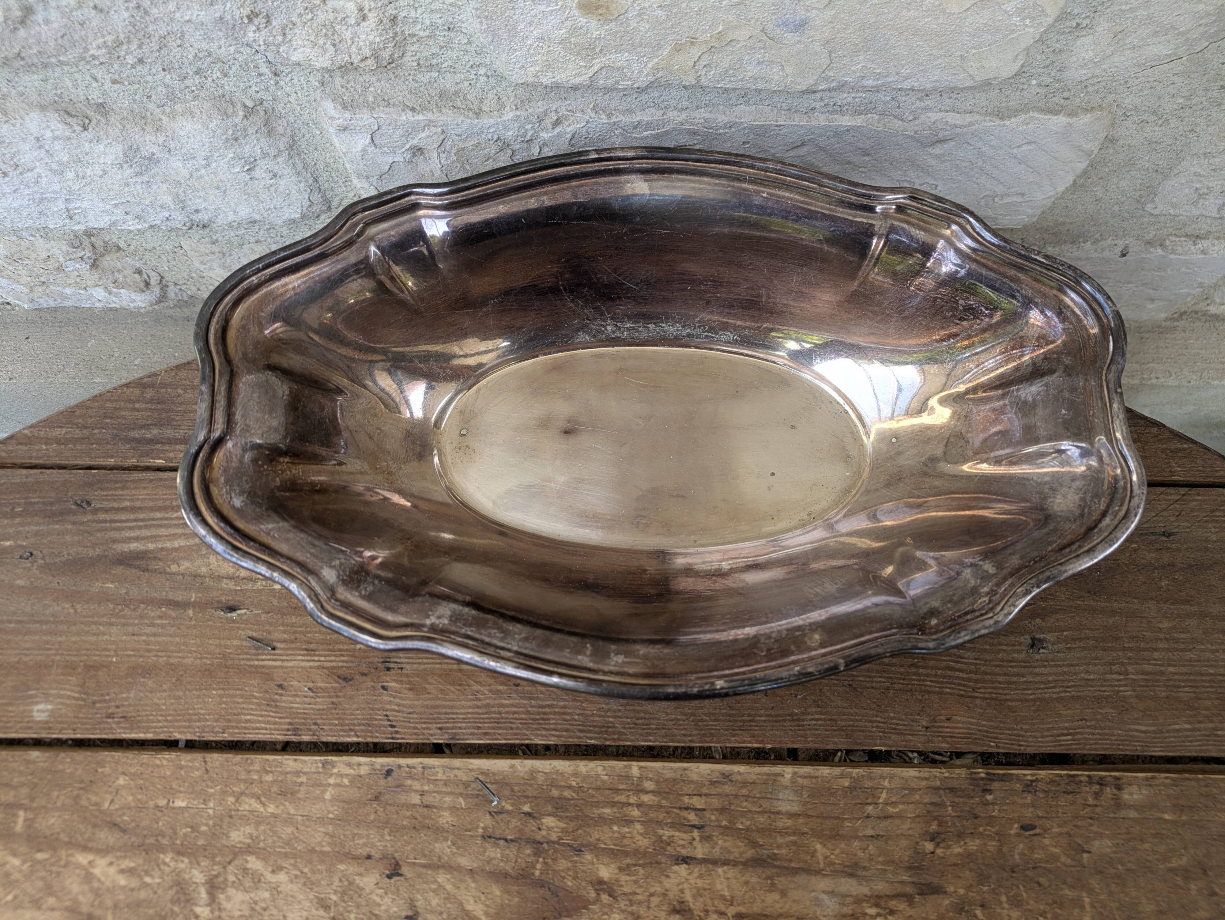 Hollow serving dish / silver-plated basket Ercuis 31x19cm 650g