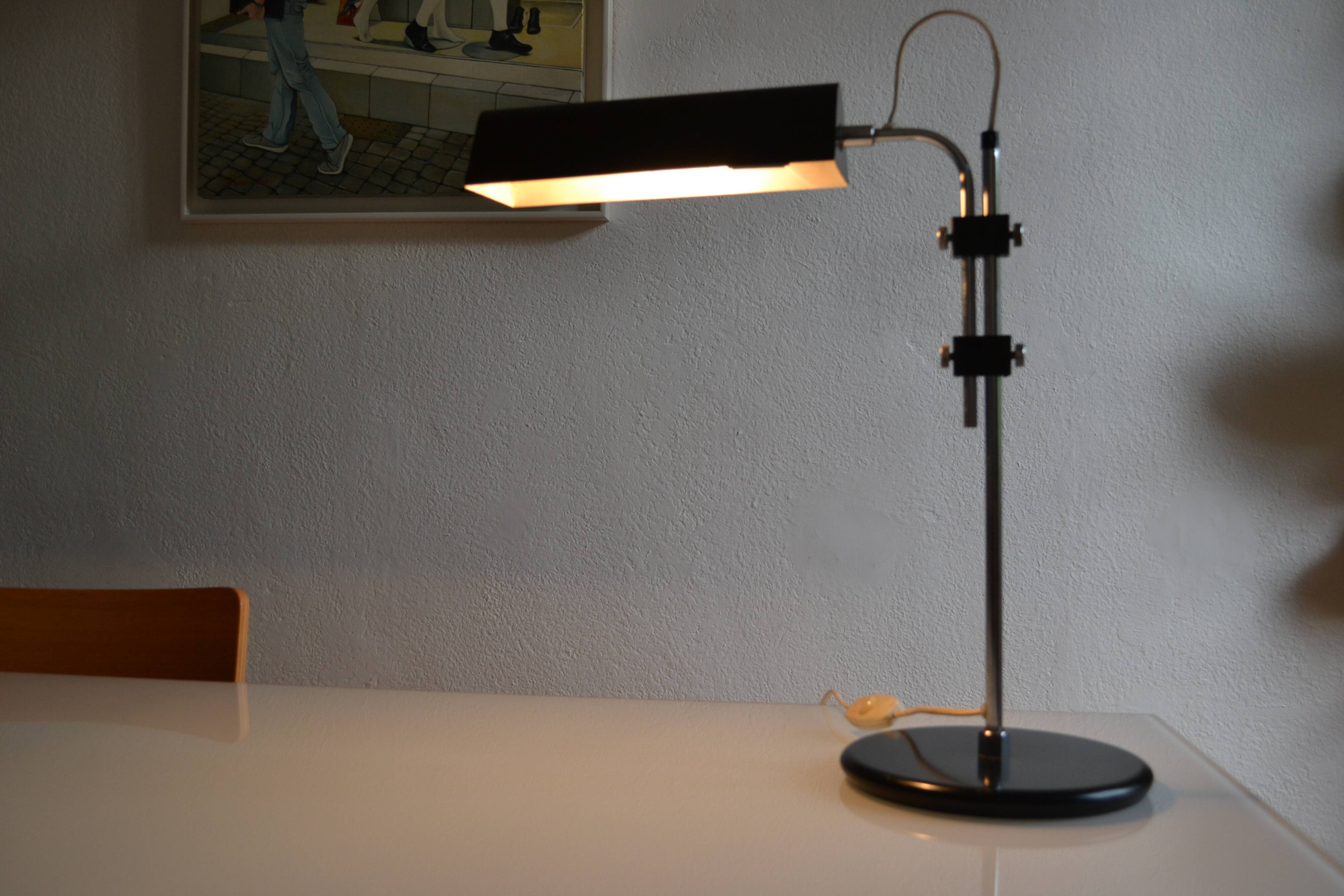 Vintage black modernist table lamp 50 1950 Bauhaus