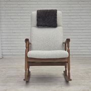 1970s, Scandinavian design, high-backed rocking chair, reupholstered.
