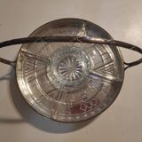 Silver metal servant with 5 carved glass raviers