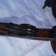 Gueridon en noyer à plateau violonné ouvrant par deux tiroirs en ceinture. Epoque Louis Philippe.