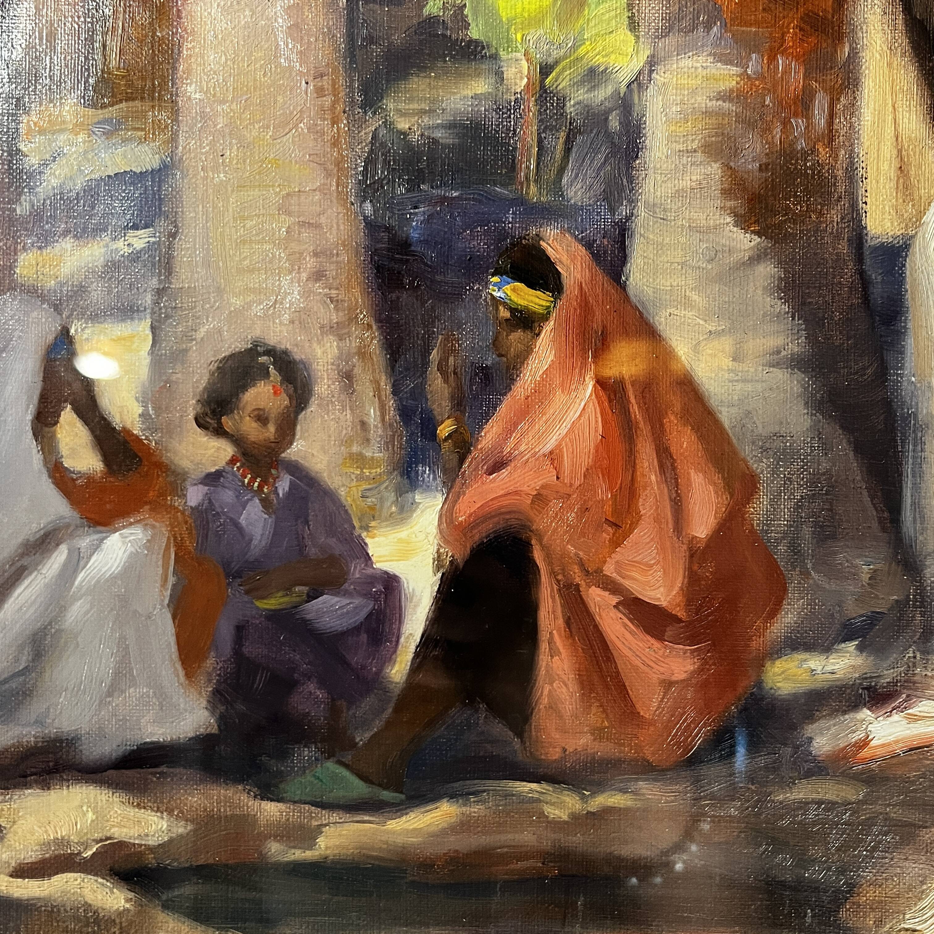 Orientalist impressionist painting, oil on canvas, ca 1940