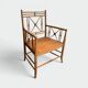 Vicario Armchair in Natural Wood Bamboo Style with Crossbars. Made in France.