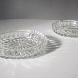 Pair of vintage crystal moulded ashtrays