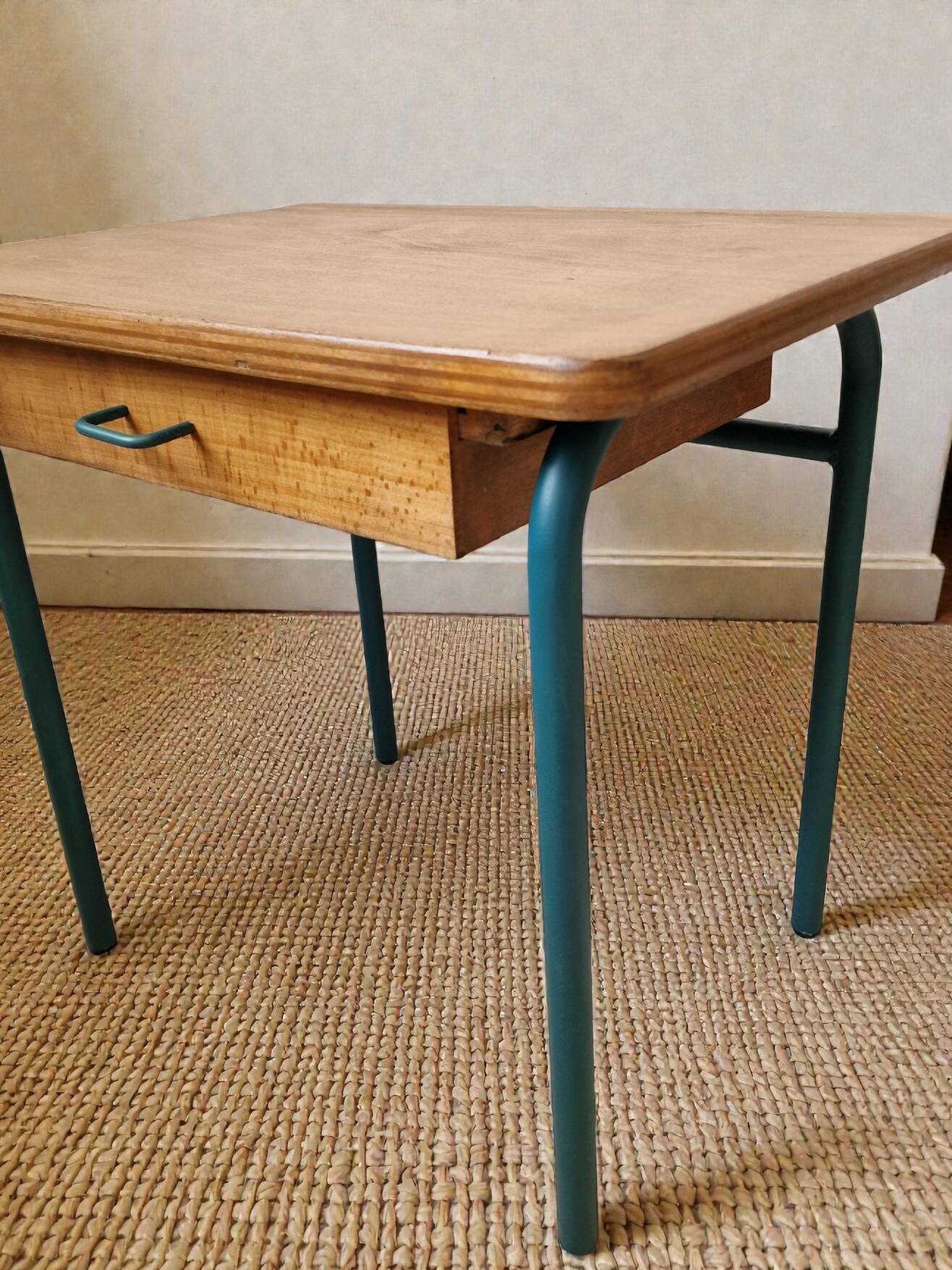 Pair of vintage wood and metal bedside tables