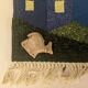 Vintage Handwoven Tapestry Village Scene Under the Full Moon