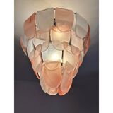 Contemporary Modern Sanded Pink "Petals" Glass Chandelier