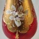 Vase/Ewer in blown Murano Art Glass/Trefuochi model, in ruby red & gold colours