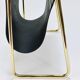 Porte-revues Carl Auböck II Midcentury, laiton et cuir noir, vintage, Autriche