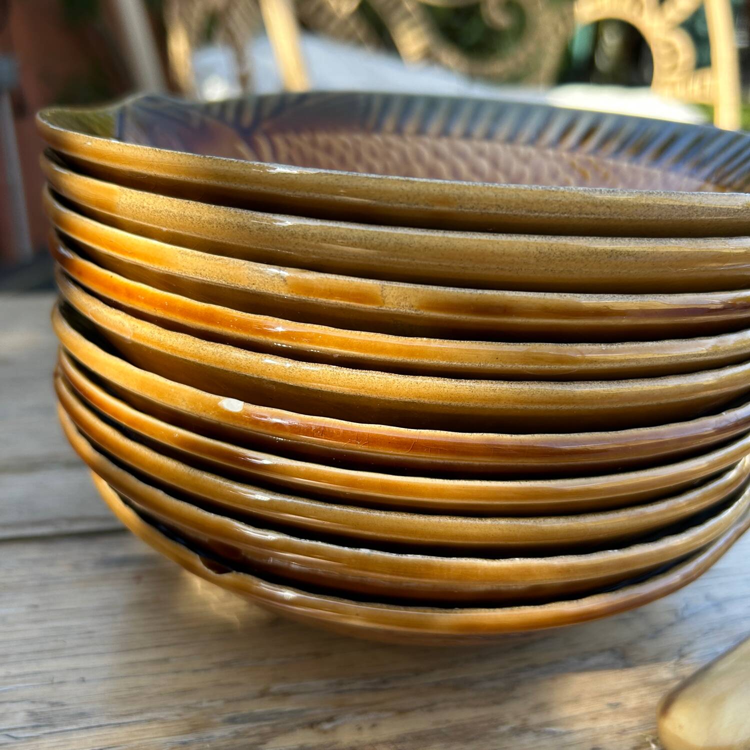 10 Sarreguemines fish plates