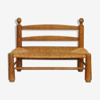 Old bench made of raw wood child