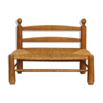 Old bench made of raw wood child
