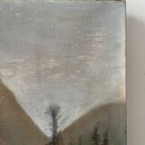 "The torrent in Savoie", mountain landscape, oil on canvas