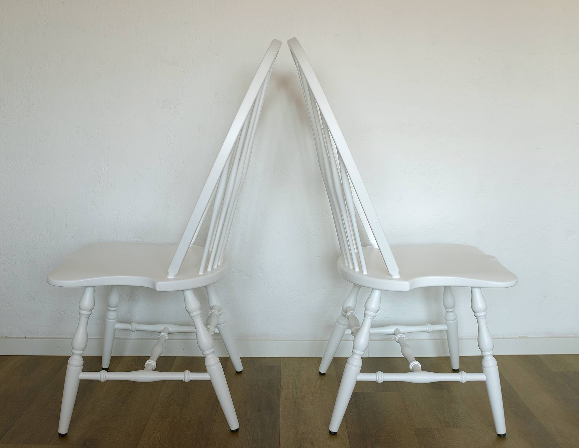 1 of 6 Vintage Wooden Dining Chair Restored Accent White Windsor Chairs