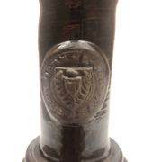 Vintage black ceramic candle holder signed AP