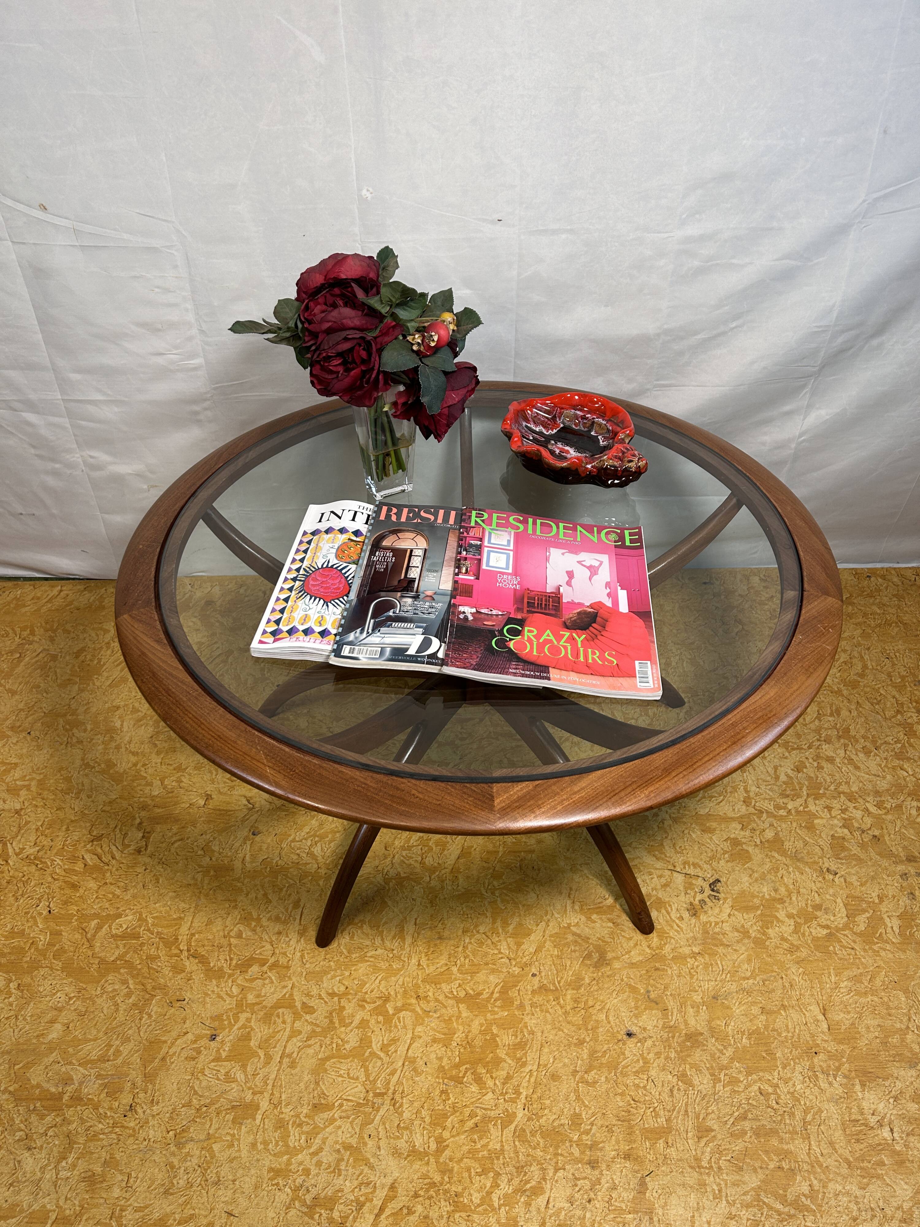 Mid Century retro vintage teak spider astro coffee table 1970  Viktor Wilki
