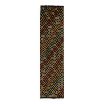 Tapis coureur vintage turc Oushak fait main coloré des années 1970 70x290