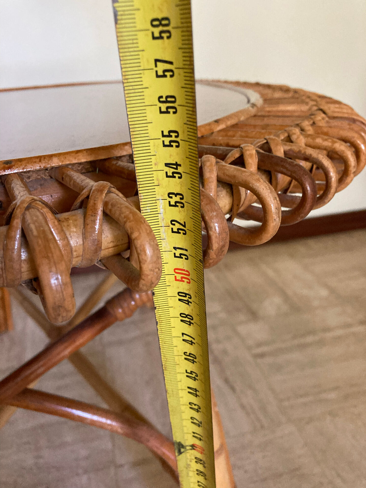 Vintage sun rattan oval coffee table